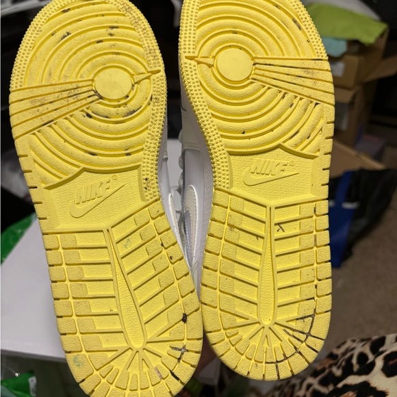 Kids Nike White and Yellow Air Jordan Sneakers - Picture 8 of 8